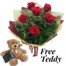 6 Red Roses and Free Teddy 6 Red Roses and Free Teddy